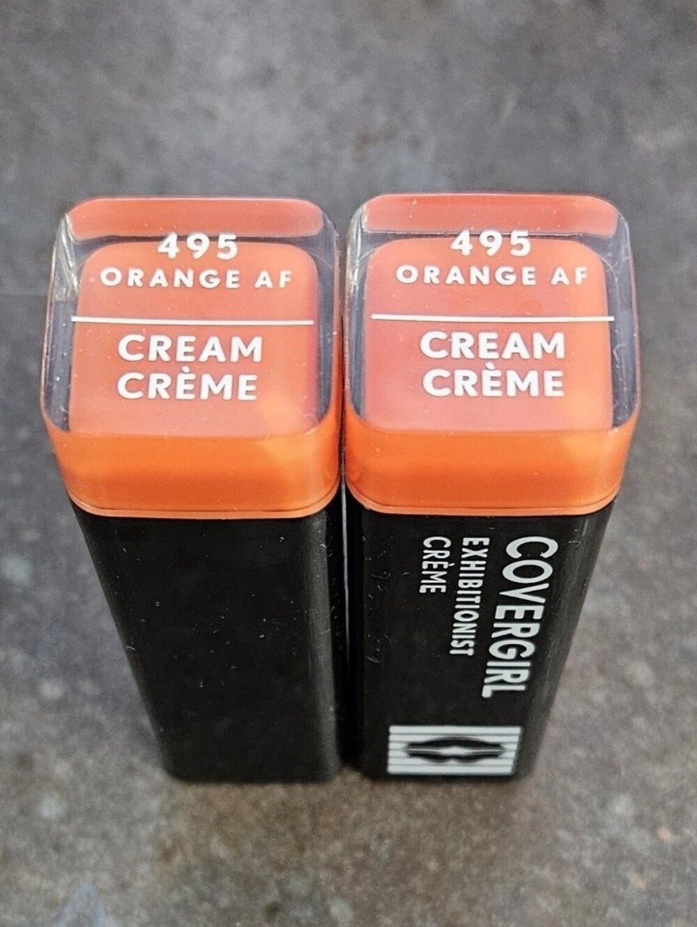 3 tubes Covergirl #495 ORANGE AF Exhibitionist Cream Lipstick 0.12 oz. ea